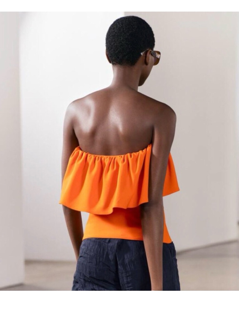 Zara Orange Strapless Ruffle Tube Top - Picture 3 of 5